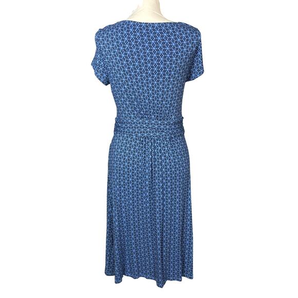 Boden Amelie Midi Dress Size 14 Blue Stars Pockets Jersey Short Sleeve Stretchy - Picture 2 of 8